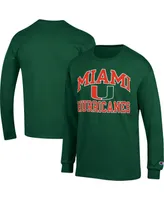 Men's Champion Green Miami Hurricanes High Motor Long Sleeve T-shirt