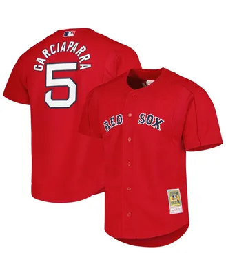 Men's Mitchell & Ness Nomar Garciaparra Red Boston Sox Cooperstown Collection Mesh Batting Practice Button-Up Jersey