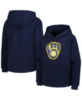 Big Boys and Girls Navy Milwaukee Brewers Team Primary Logo Pullover Hoodie