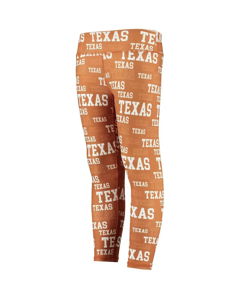 Big Girls ZooZatz Texas Orange, White Texas Longhorns Stacked Mascot Leggings