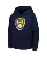 Big Boys and Girls Navy Milwaukee Brewers Team Primary Logo Pullover Hoodie