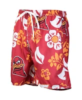 Men's Wes & Willy Maroon Virginia Tech Hokies Floral Volley Logo Swim Trunks