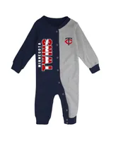 Infant Boys and Girls Navy, Heather Gray Minnesota Twins Halftime Sleeper