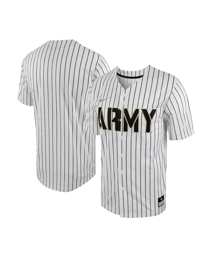 Men's Nike White, Black Army Knights Pinstripe Replica Full-Button Baseball Jersey