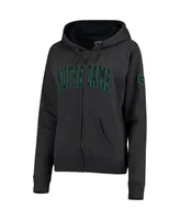 Women's Charcoal Notre Dame Fighting Irish Arched Name Full Zip Hoodie