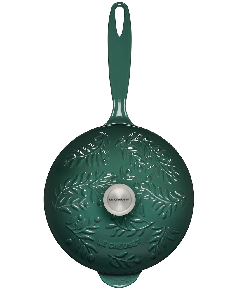 Le Creuset Cast Iron Saucier Pan with Embossed Olive Branch 2.25 Quart