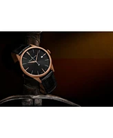 Alexander Men's Sophisticate Black Leather , Black Dial , 40mm Round Watch