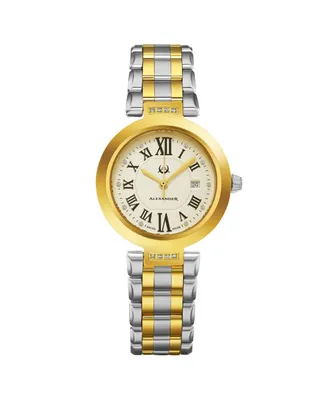 Alexander Ladies Quartz Date Watch with Gold Tone Stainless Steel Case on Gold Tone Stainless Steel