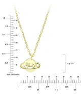 Cubic Zirconia Saturn Pendant Necklace, 13" + 2" extender