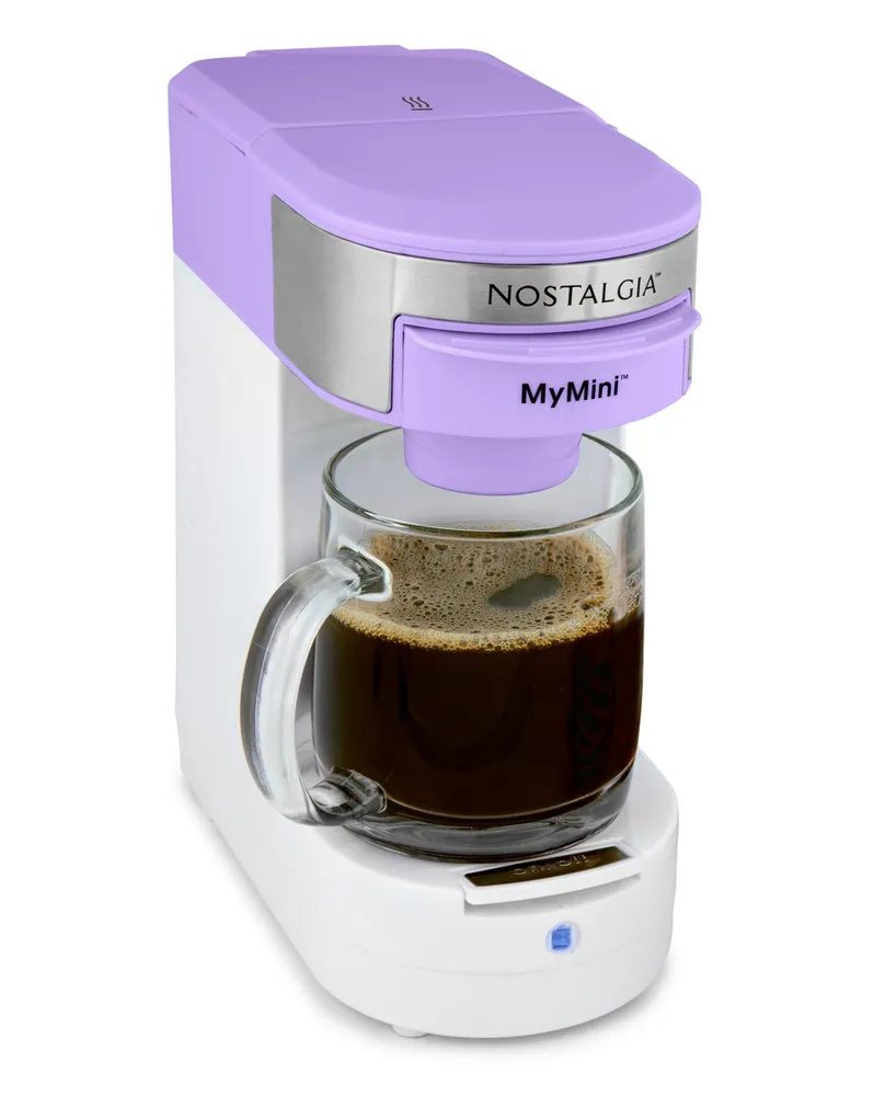 Nostalgia 14 ounces Single Serve Coffee Maker, Brews K-Cup Other Pods, Tea, Hot Chocolate, Hot Cider, Lattes, Filter Basket Included