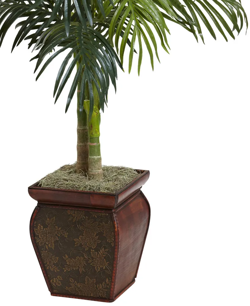 Nearly Natural 4.5' Golden Cane Palm Tree with Decorative Planter