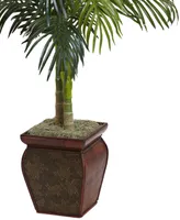 Nearly Natural 4.5' Golden Cane Palm Tree with Decorative Planter