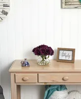 Nearly Natural Purple Rose Artificial Arrangement with Vase