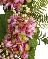 Nearly Natural 24" Pink Hydrangea & Berry Artificial Wreath