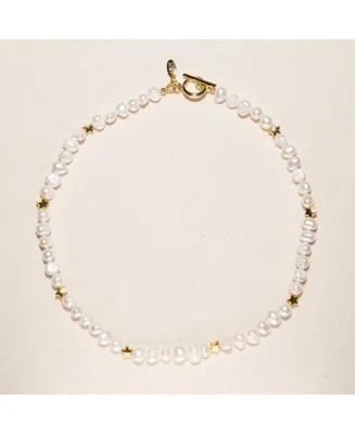 Joey Baby 18K Gold Plated Freshwater Pearls with Stars - Twinkie Necklace 17" For Women