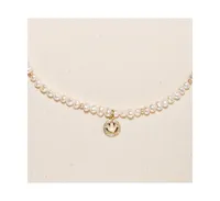 Joey Baby 18K Gold Plated Freshwater Pearls with Smiley Face Charm - Hailey Necklace 17" For Women