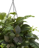 Nearly Natural Vining Mixed Greens w/ Cone Hanging Basket