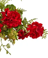 Nearly Natural 32" Geranium & Berry Swag