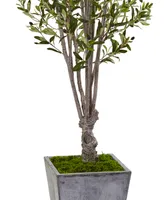 Nearly Natural 6' Olive Artificial Tree in Stone Planter