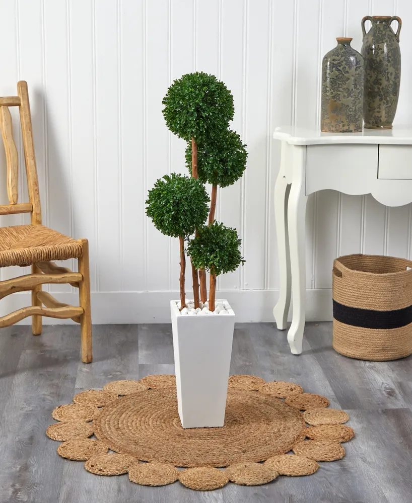 Nearly Natural 4' Boxwood Artificial Topiary Tree in Planter Uv Resistant
