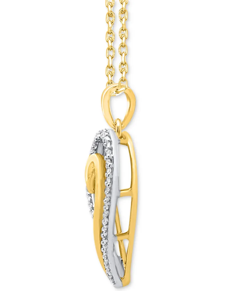 Diamond Heart 18" Pendant Necklace (1/3 ct. t.w.) in 14k Gold-Plated Sterling Silver - Gold