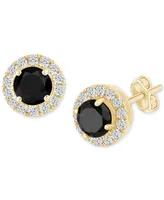 Black Diamond (3/4 ct. t.w.) & White Diamond (1/4 ct. t.w.) Halo Stud Earrings in 14k Gold