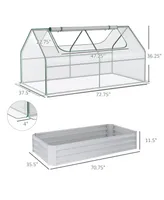 Outsunny Galvanized Raised Garden Bed with Mini Greenhouse Cover