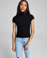 And Now This Women's Ribbed Cap-Sleeve Turtleneck Top