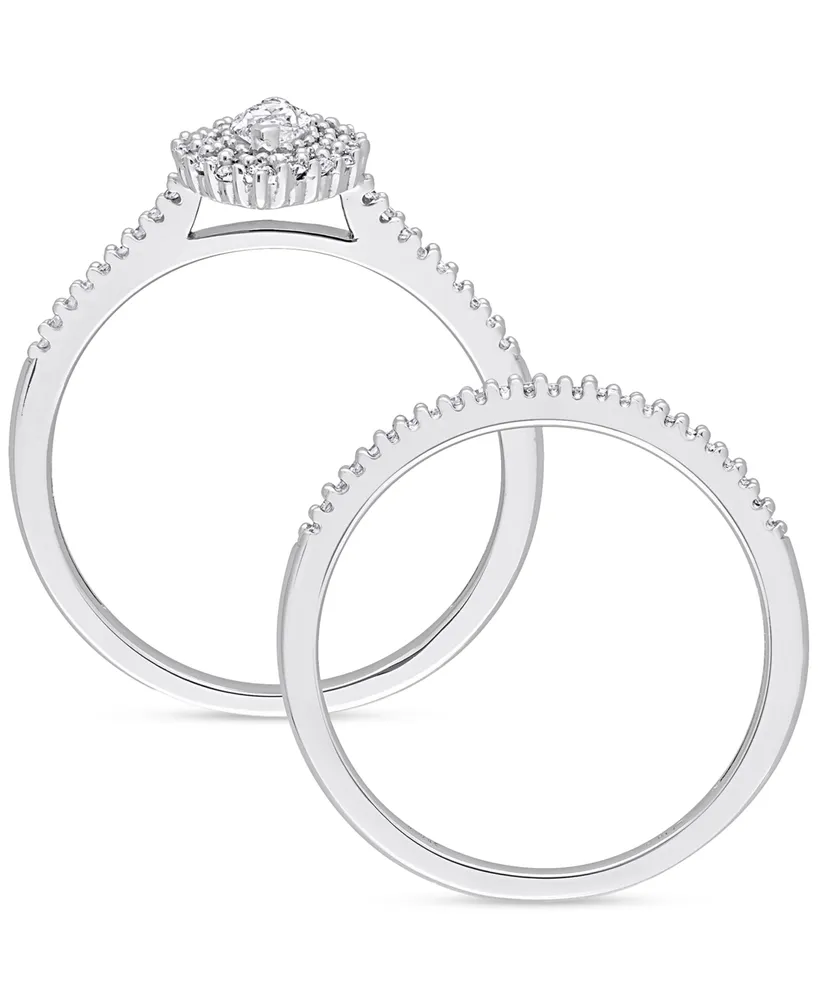 Diamond Marquise Double Halo Bridal Set (1/2 ct. t.w.) 14k White Gold