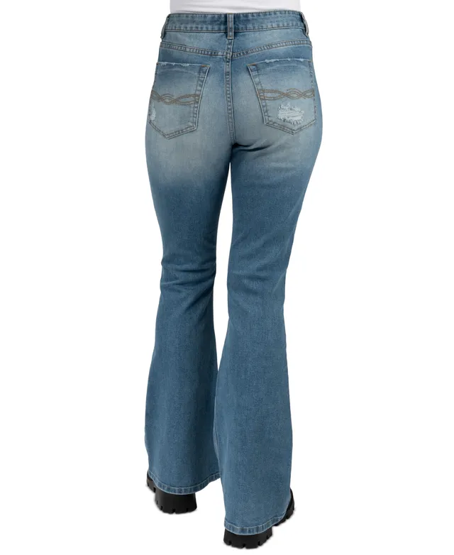 Indigo Rein Juniors' High-Rise Ripped Flare Jeans - Macy's