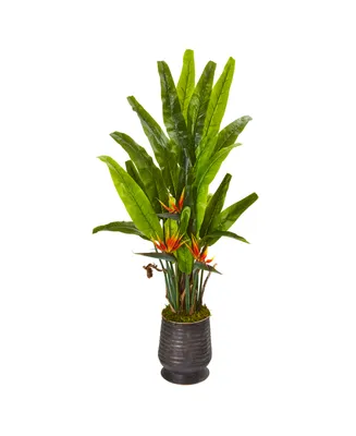 Nearly Natural 62" Bird Of Paradise Artificial Plant in Decorative Planter