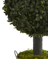 Nearly Natural 1.5' Boxwood Ball Topiary Artificial Tree in Green Tin