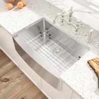 Brushed Nickel 16 Gauge Stainless Steel 33 In. Single Bowl Farmhouse Apron Kitchen Sink