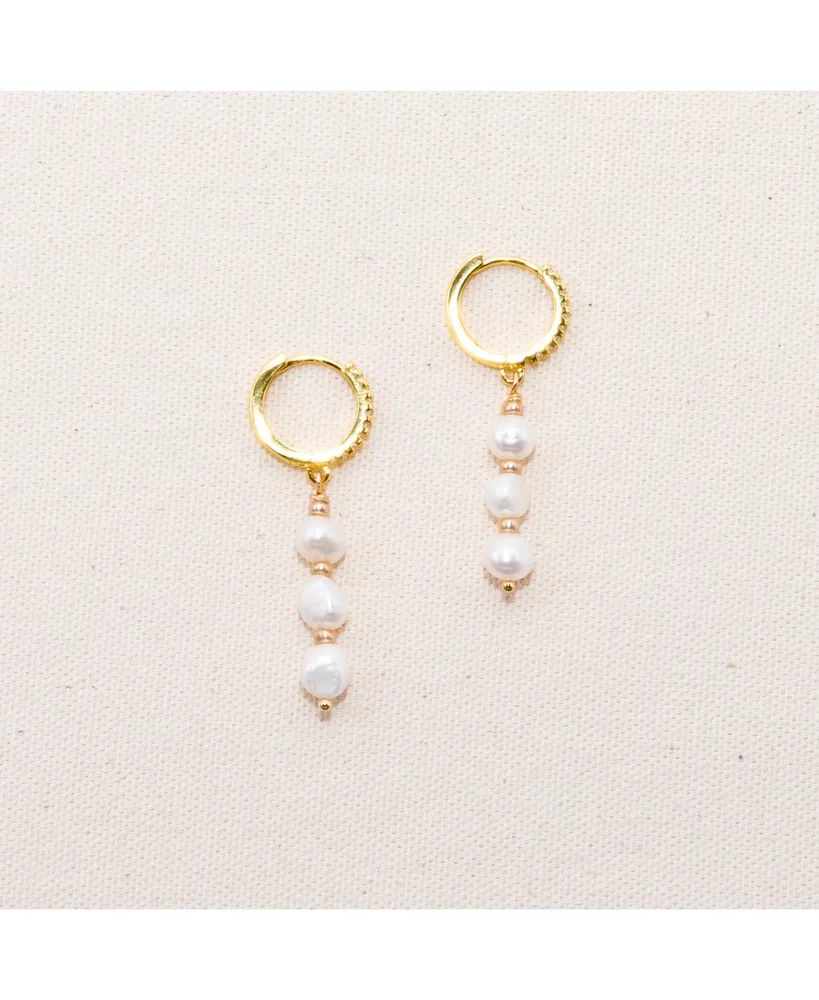 Joey Baby 18K Gold Plated Freshwater Pearls with Rose Gold Beads- Mathilde Earrings For Women