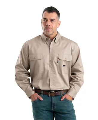 Berne Men's Flame Resistant Button Down Long Sleeve Work Shirt