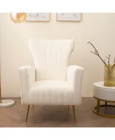 Simplie Fun Velvet Accent Chair, Wingback Armchair With Gold Legs, Upholstered Single Sofa