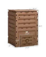 Outsunny Garden Compost Bin, 120 Gallon (450L) Garden Composter with 80 Vents and 2 Sliding Doors, Lightweight & Sturdy, Fast Creation of Fertile Soil