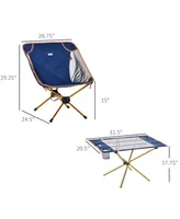 Outsunny 3 Piece Padded Camping Chair Set, Folding Chairs with Portable Table, Cup Holders, Carry Bag for Travel, Camping, Fishing and Beach