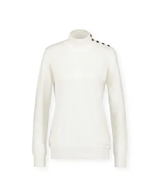 Hope & Henry Women's Mock Neck Sweater with Button Detail