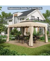 Outsunny 12.8' x 9.5' Gazebo Replacement Canopy, Gazebo Top Cover with Double Vented Roof for Garden Patio Outdoor (Top Only