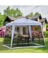 Outsunny 10'x10' Outdoor Party Tent Canopy with Mesh Sidewalls, Patio Gazebo Sun Shade Screen Shelter