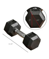 Soozier Hex Dumbbells Set, Rubber Hand Weights with Non-Slip Handles, Anti-roll, for Women or Men Home Gym Workout, 2 x 15lbs