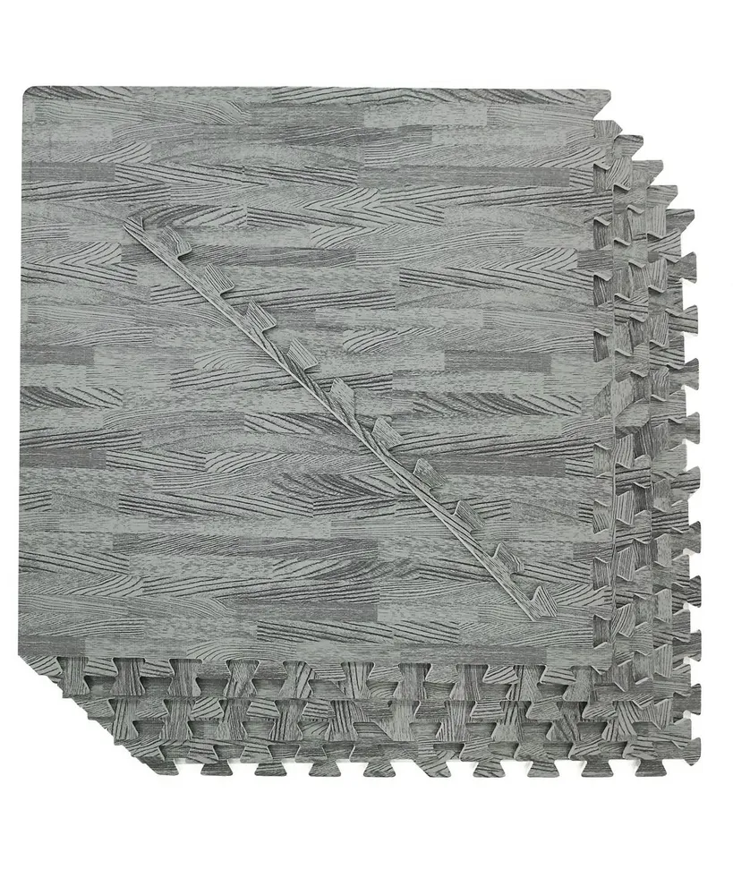 Home Aesthetics 100 SqFt 3/8" Eva Sea Haze Grey Wood Grain Foam Mat Interlocking 2'X2' 25pcs