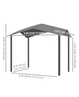 Outsunny 10' x 10' Soft Top Patio Gazebo Outdoor Canopy with Unique Geometric Design, Steel Frame, & Weather Roof Grey