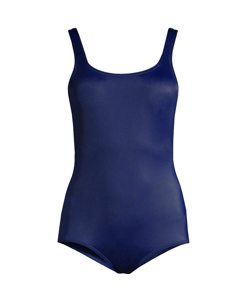 Lands' End Women's Petite Tummy Control Chlorine Resistant Soft Cup Tugless One Piece Swimsuit