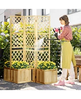 Outsunny Freestanding Outdoor Privacy Screen with 4 Self