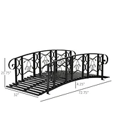 Outsunny 6' Metal Arch Backyard Garden Bridge with 660 lbs. Weight Capacity, Safety Siderails, Vine Motifs, & Easy Assembly for Backyard Creek