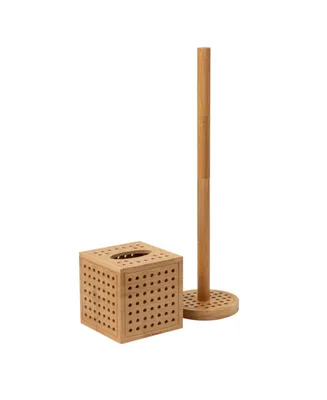 Mind Reader Lattice Collection, Tissue Box Cover and Toilet Paper Refill Holder Set, Bathroom, Rayon from Bamboo