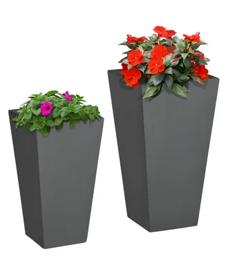 Outsunny 2-Pack MgO Flower Pots with Drainage Hole, Outdoor Planters,