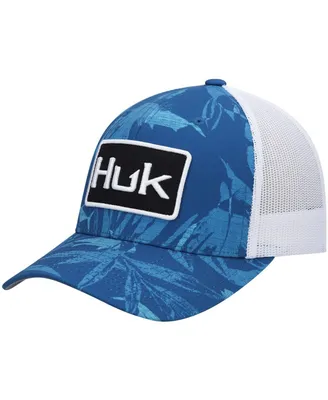Men's Huk Blue Ocean Palm Trucker Snapback Hat